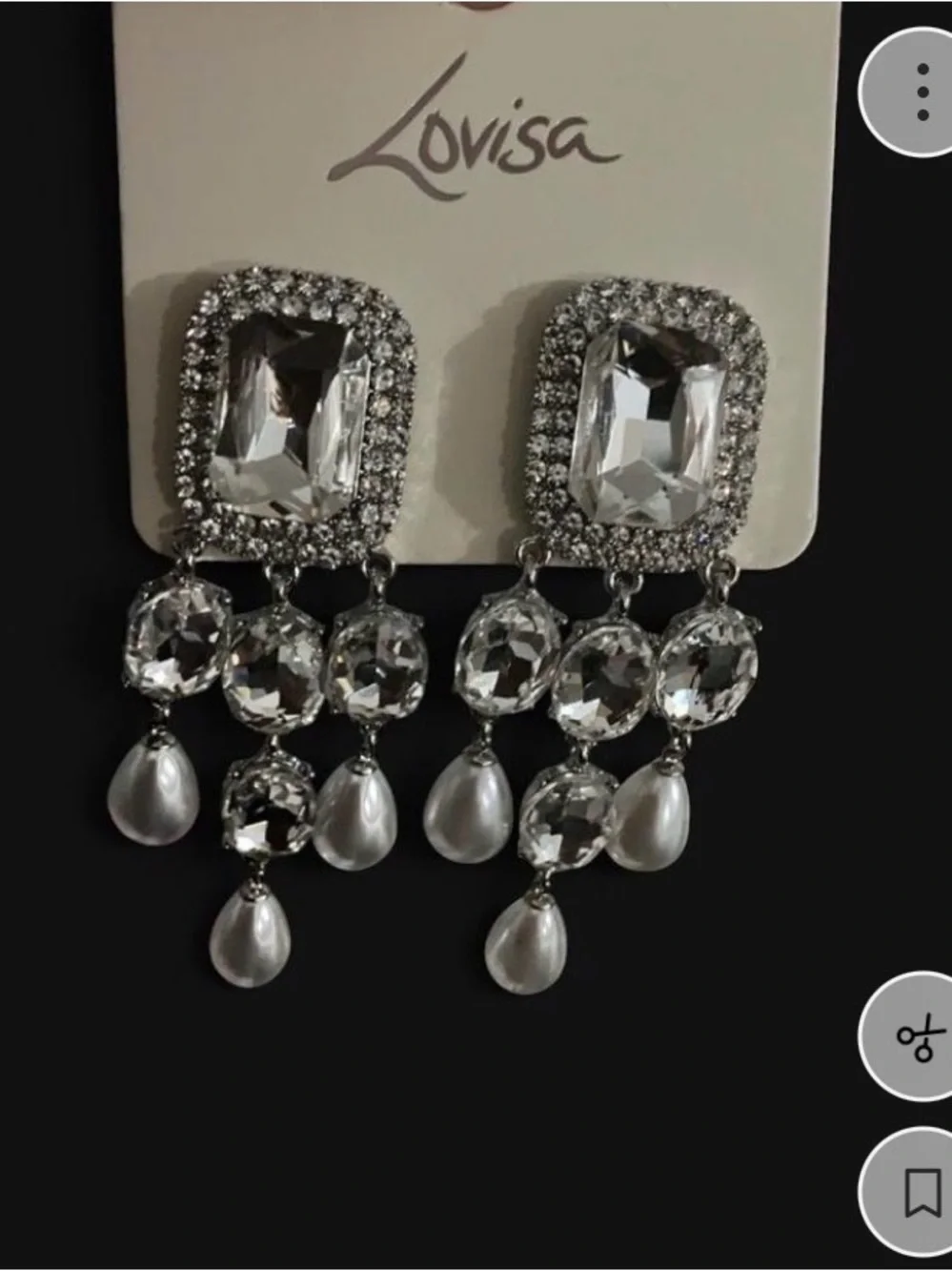 Crystal and Pearl Drop Chandelier Earrings - Silver-Tone